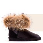 UGG Fox Fur Mini Metallic Black